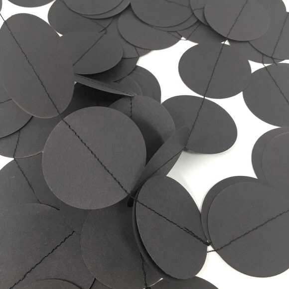 Black Dark Grey Round Paper Large Circle Party Halloween Extra Long Garland - Picture 10 of 16